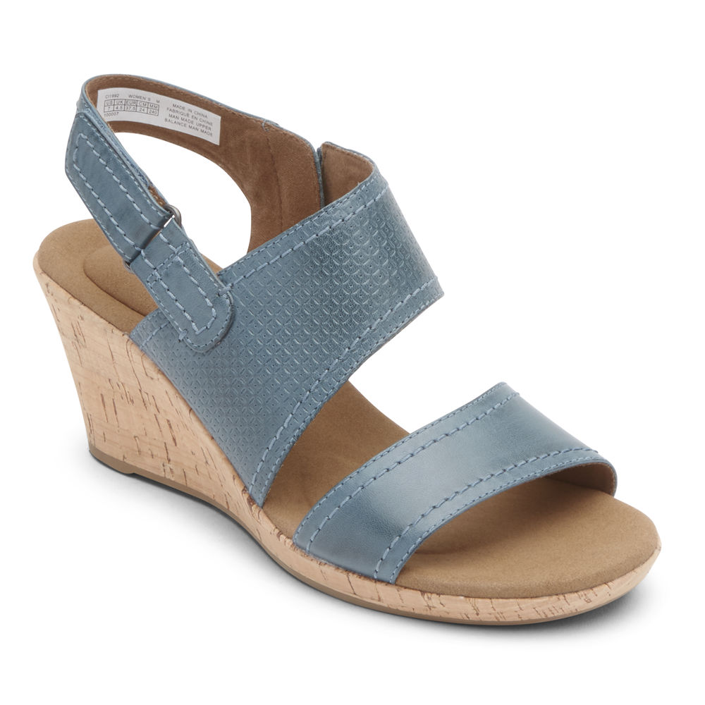 Rockport Singapore Womens Sandals - Briah Asymmetrical 2-Piece Blue - RA6384970